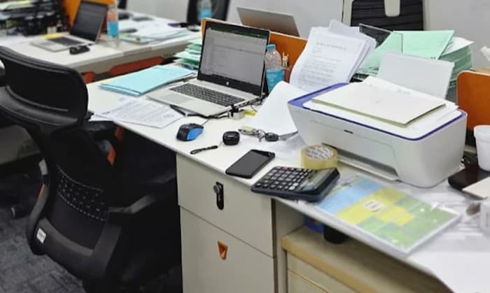A working desk during filing season